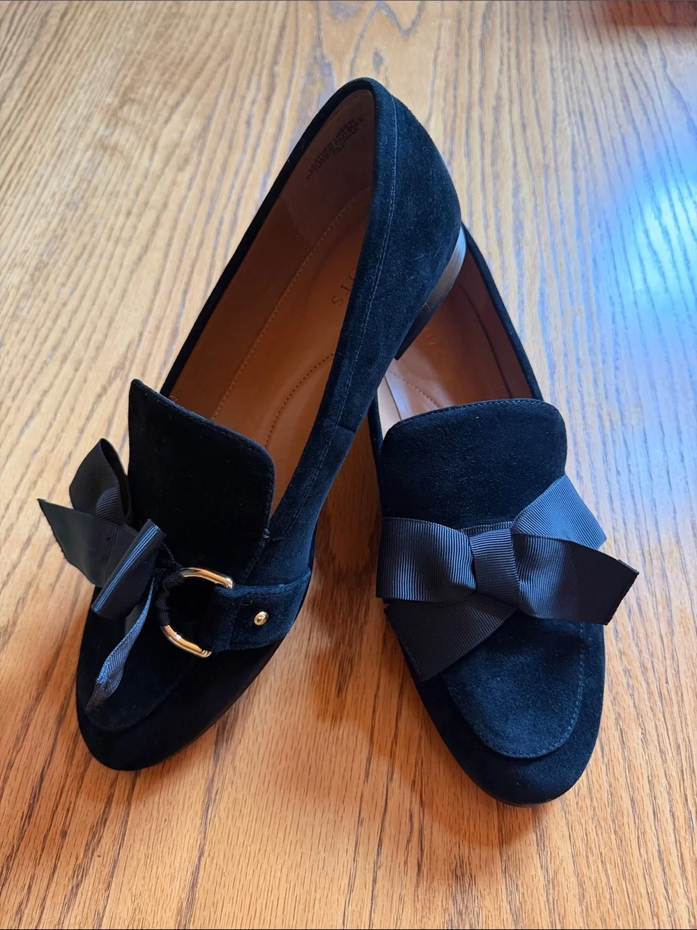 Talbots Black Suede Bow Loafers - Women